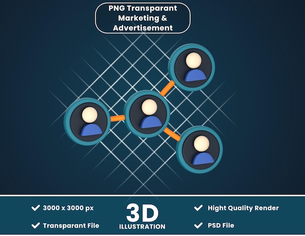 PSD illustrazione 3d del lavoro di squadra