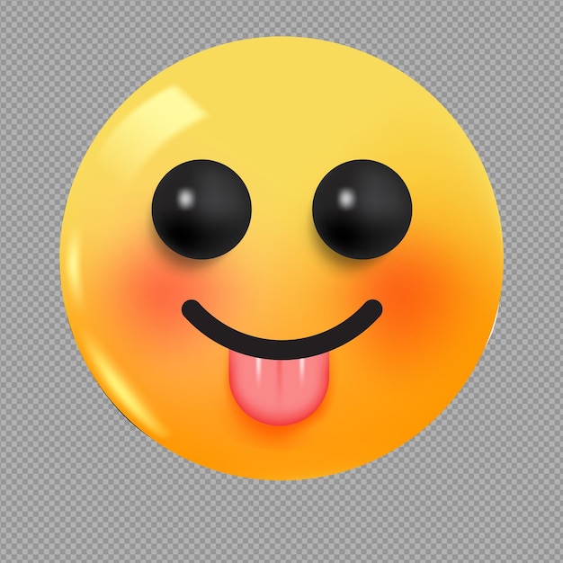 PSD 3d illustration of teasing face emoji in transparent background