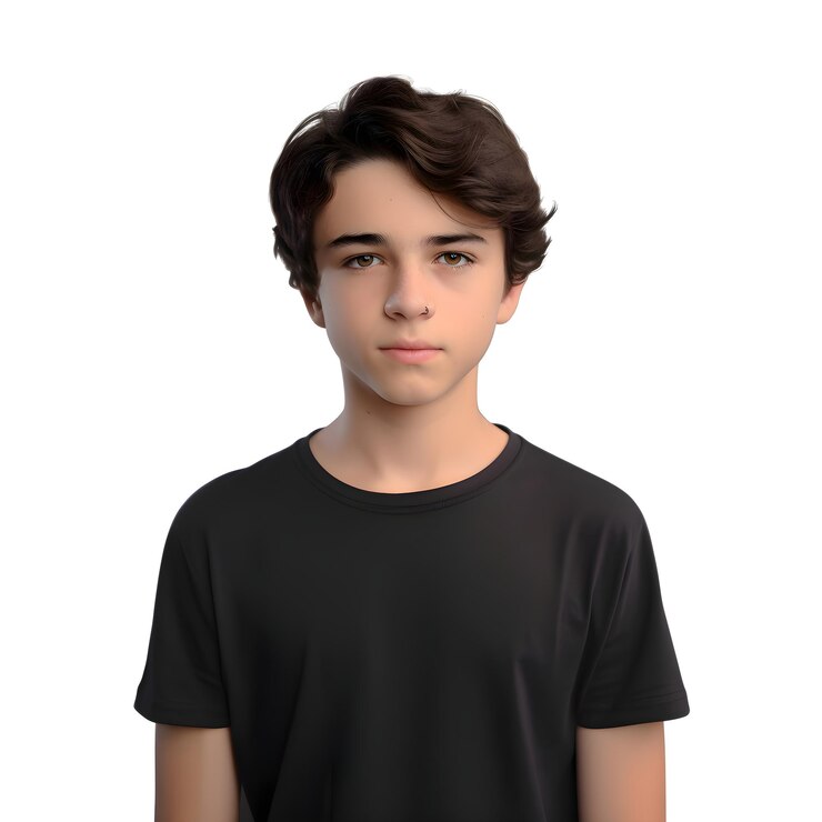 PSD 一個十幾歲的男孩在白色背景上孤立的3d插圖