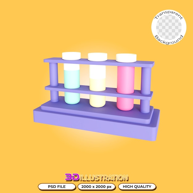 3d illustration of a test tube with a transparent background