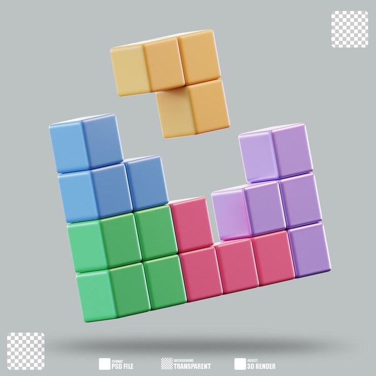 PSD 3d illustration tetris game 3