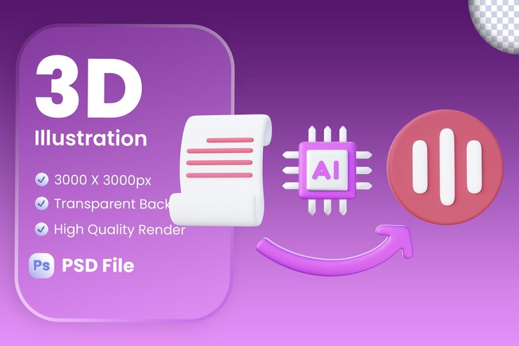 PSD 3d illustration of text to speech