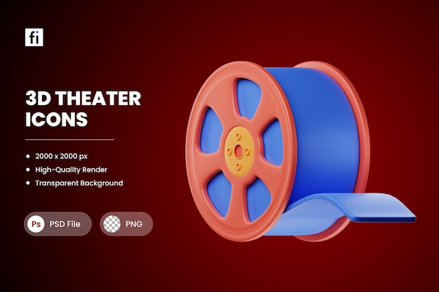 PSD 3d illustration theater film reel