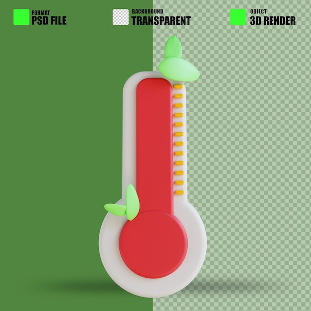 PSD 3d illustration thermometer suitable ecology