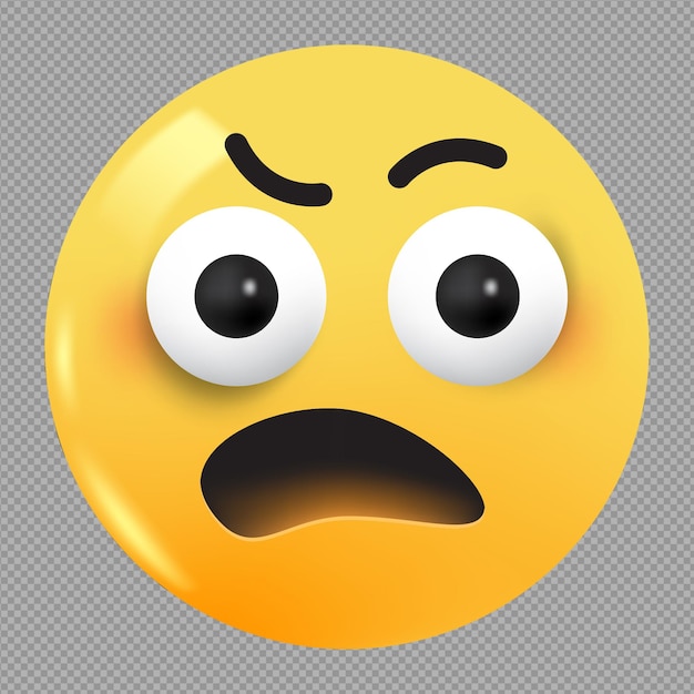 3d illustration of thinking face emoji in transparent background