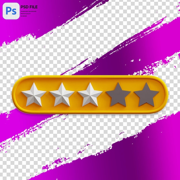 PSD 3d illustration of three of five star rating render of icon isolated png