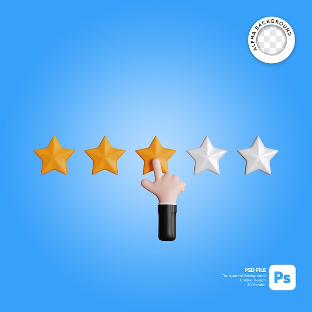 PSD illustrazione 3d recensione a tre stelle