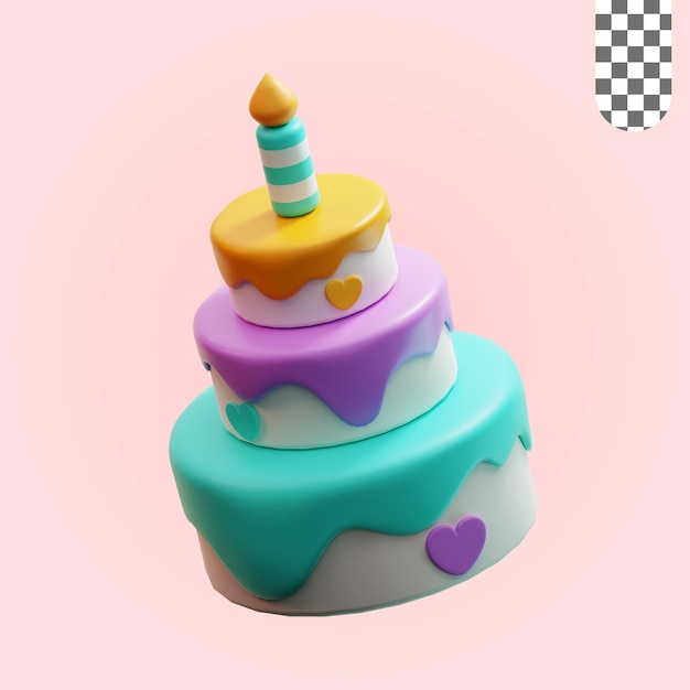 3D Illustration Tiered Birthday Cake