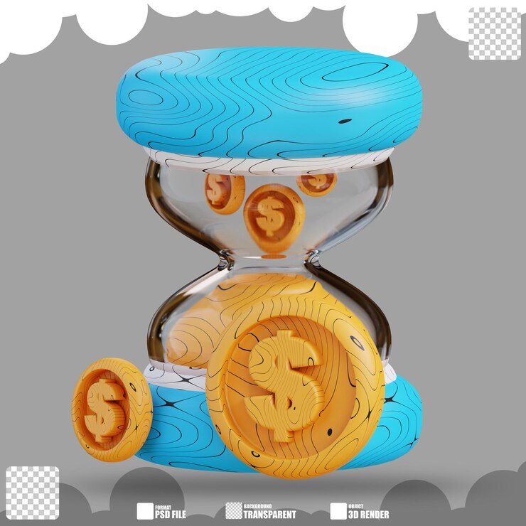 PSD 3d иллюстрация время деньги 3