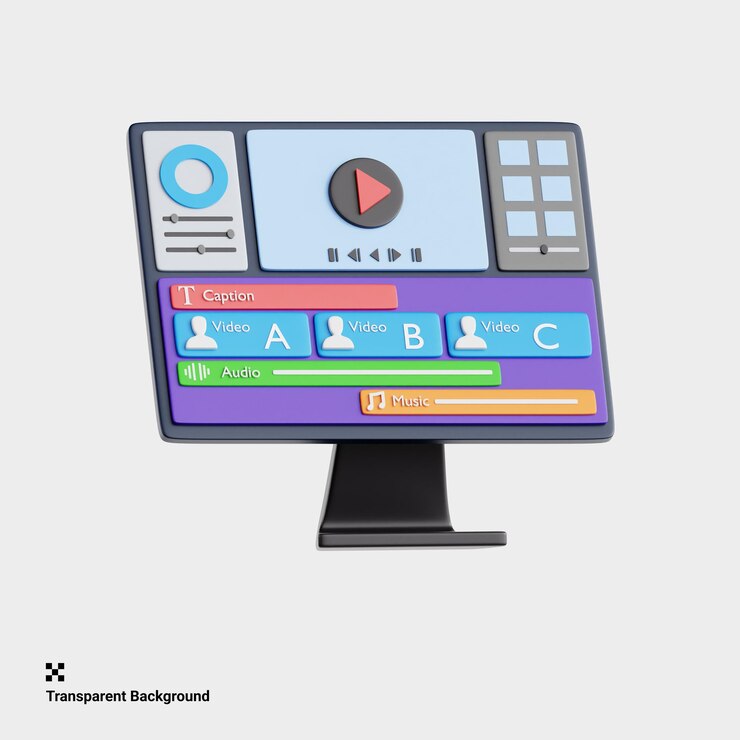 PSD 3d illustration of timeline editing in video production