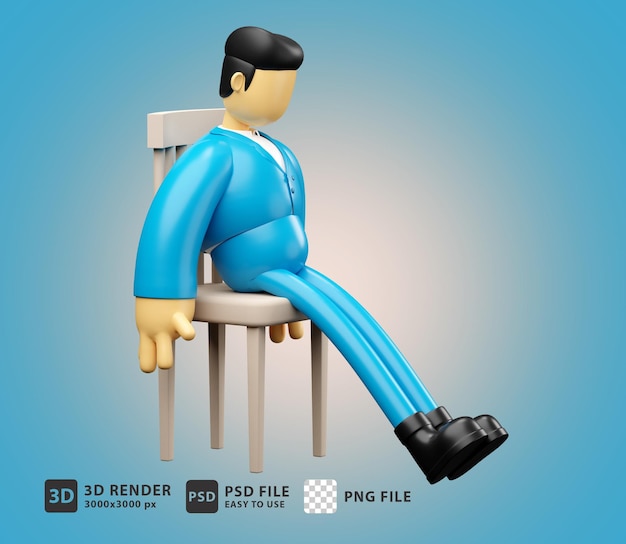 3d illustration tired businessman sleeping on chair