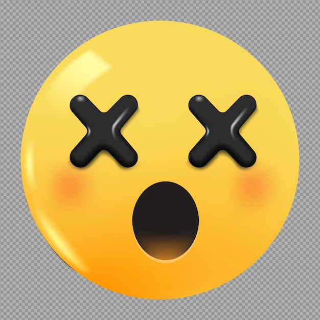 PSD 3d illustration of tired and sleepy face emoji in transparent background