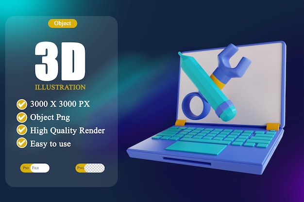 PSD Настройки инструмента 3d-иллюстрации