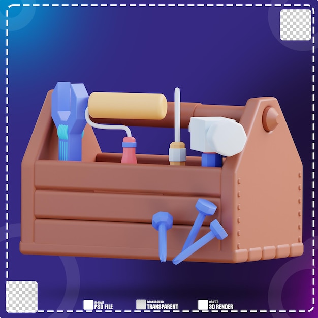 PSD 3d illustration tools and toolbox 3