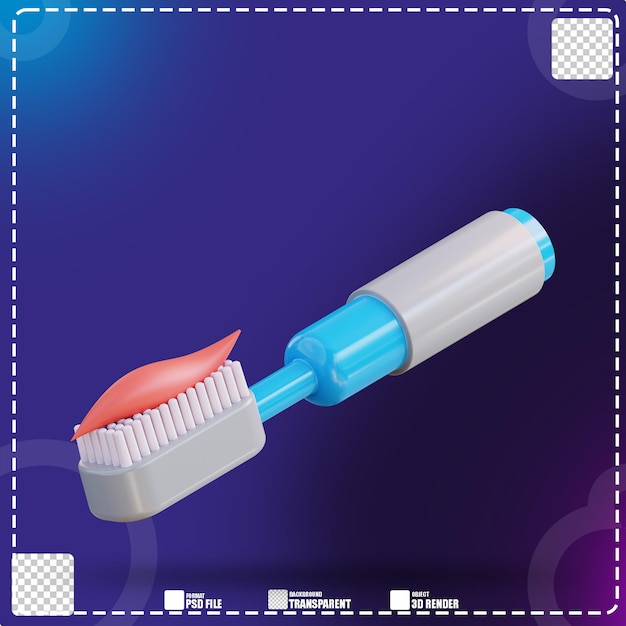 PSD 3d illustration of toothbrush and toothpaste 2