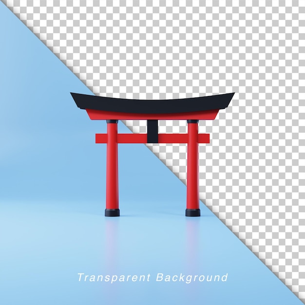 PSD 3d illustration torii gate to heaven japan architecture