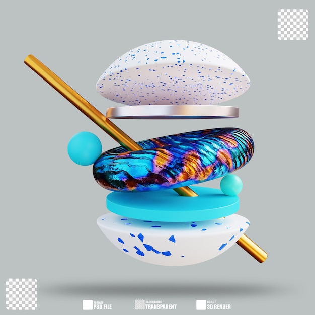 PSD 3d illustration torus sandwiches 2