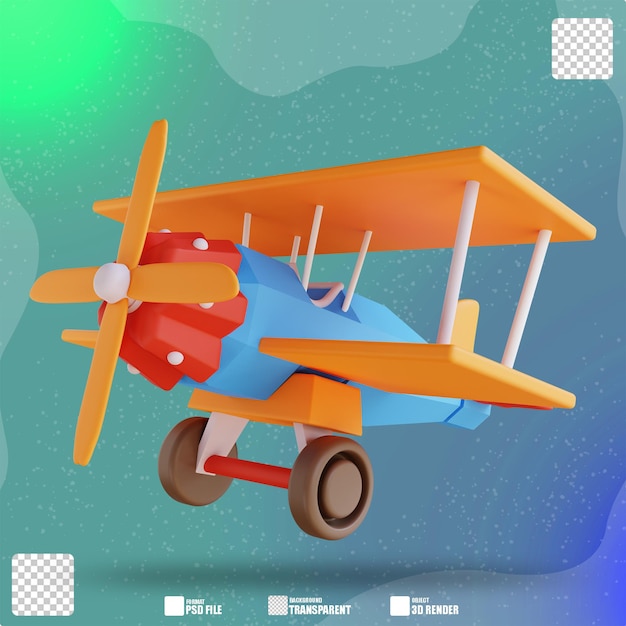 PSD illustrazione 3d aereo giocattolo 3