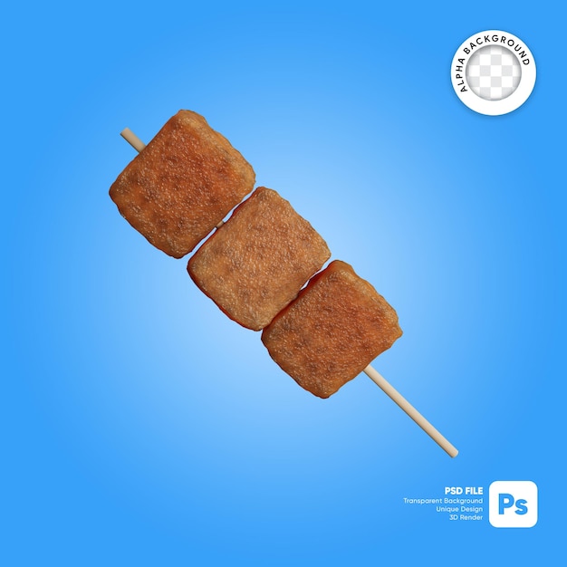 3d illustration of traditional indonesian food chicken satay on a plate