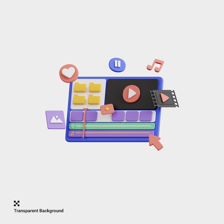 PSD 3d-иллюстрация перехода на мультимедийный дизайн