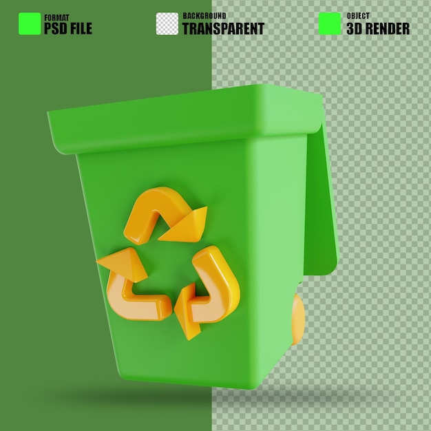 3d illustration trash bin suitable ecology 3