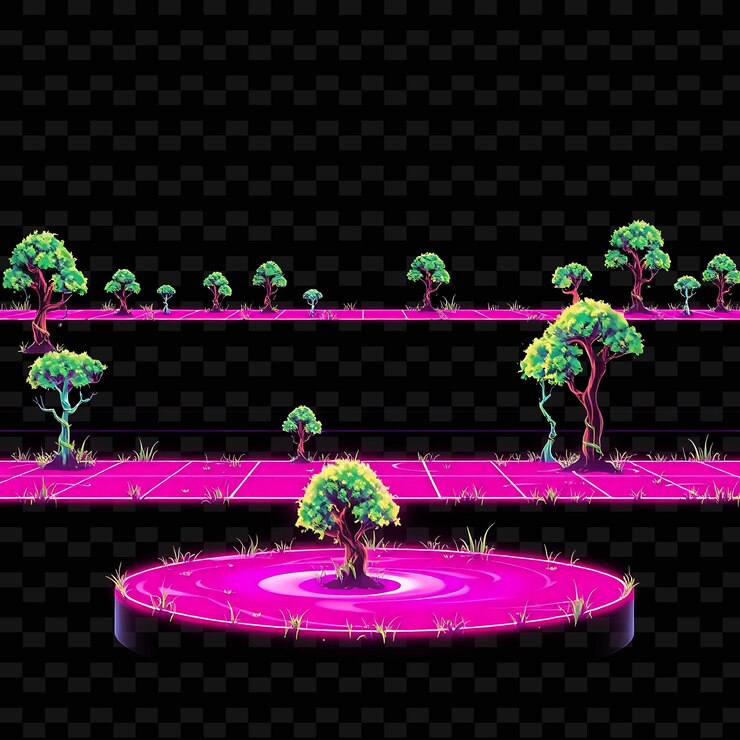 PSD a 3d illustration of a tree on a stage with a green background
