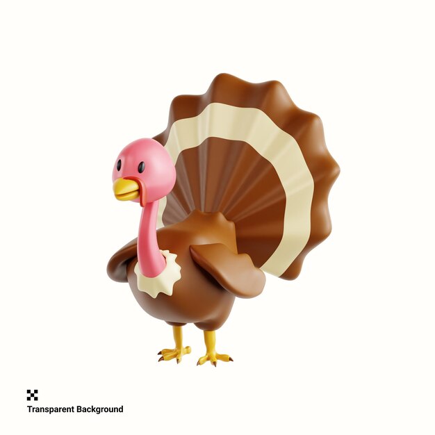 PSD 3d illustration of turkey bird