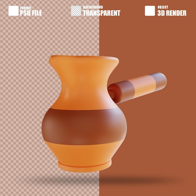 PSD 3d illustration turkish cezve coffee