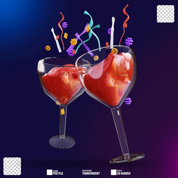 PSD 3d illustration two drinking glasses 2