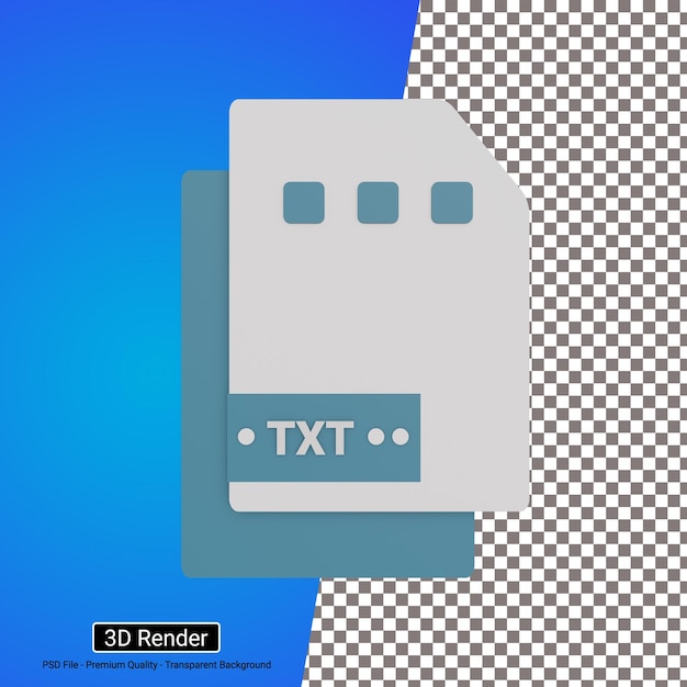 3D イラストレーション TXT 形式のファイル アイコン