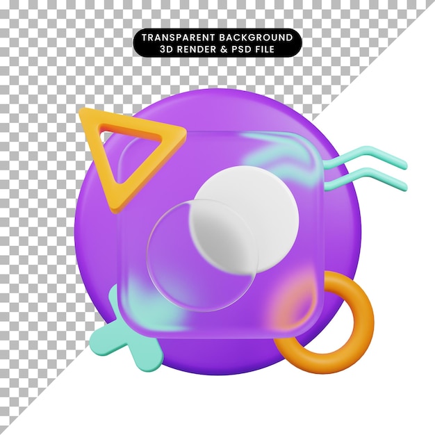 3d illustration ui icon glassmorphism icon overlay round 3d render memphis