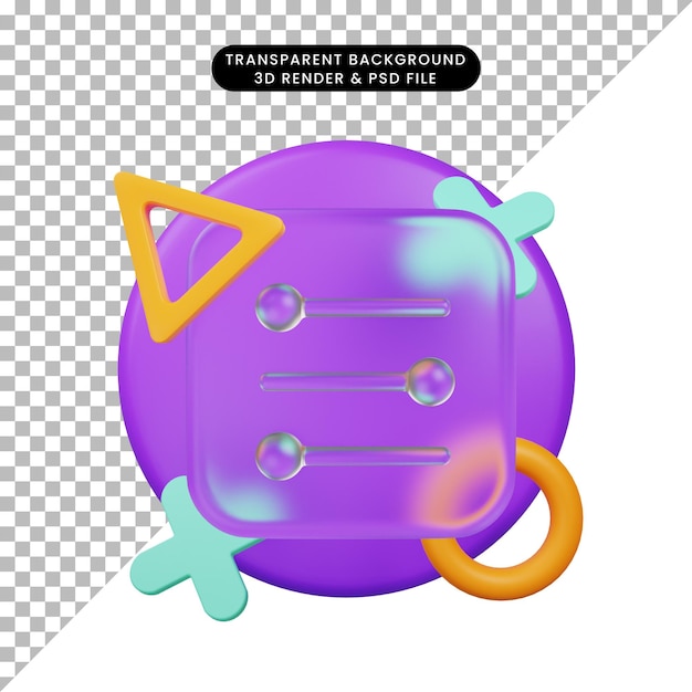 3d illustration ui icon glassmorphism icon setting icon 3d render memphis