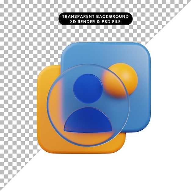 PSD 3d illustration ui icon glassmorphism people icon 3d render