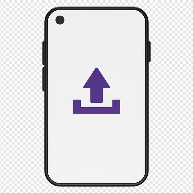 3d illustration of upload in smartphone icon psd