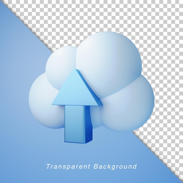 3D Illustration Upload to cloud storage