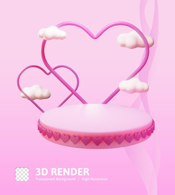 Il biglietto di s. valentino dell'illustrazione 3d con il podio dell'amore può essere utilizzato per la stampa di infografica di app web