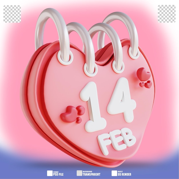 Illustrazione 3d calendario di san valentino 3