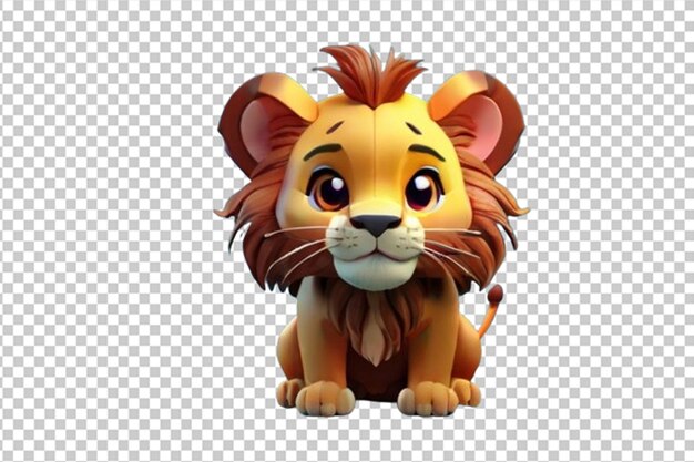 PSD 3d illustration a very cute lion chibi character