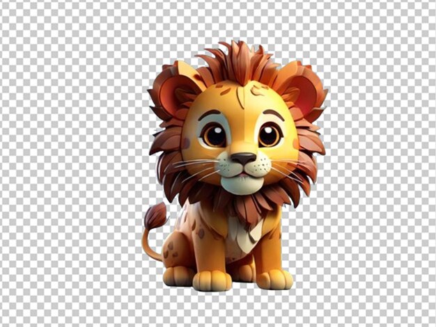 PSD 3d illustration a very cute lion chibi character