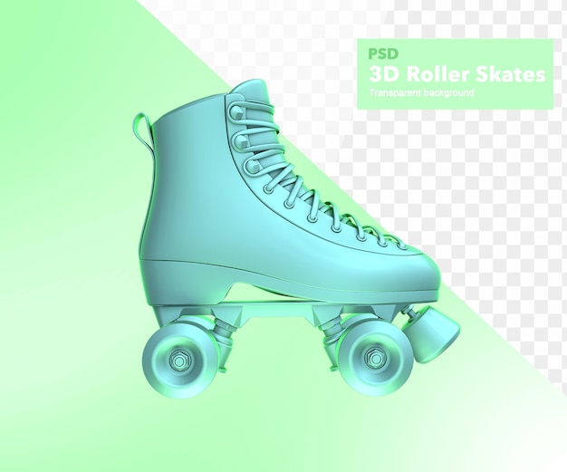 PSD 3d illustration vintage roller skate aquamarine