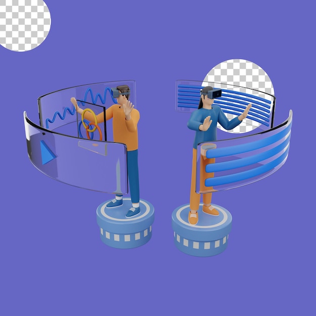 Illustrazione 3d del concetto di auricolare per realtà virtuale