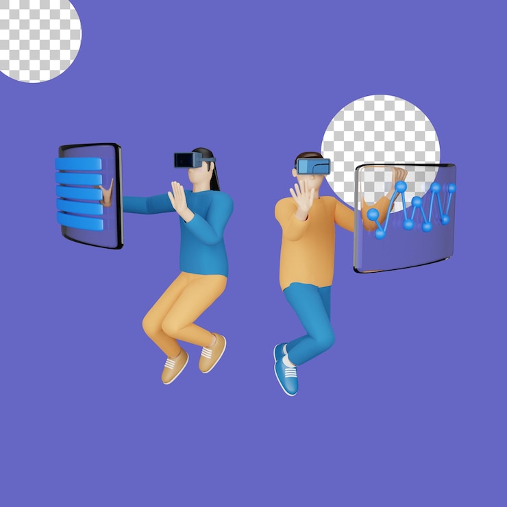 PSD 3d иллюстрации концепции гарнитуры виртуальной реальности