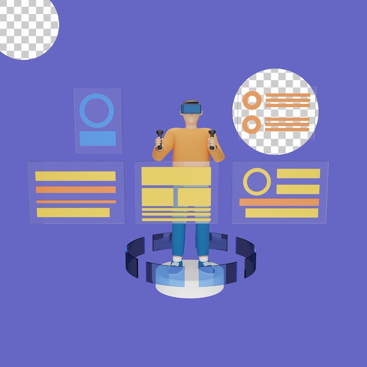 PSD 3d illustration of virtual reality headset concept