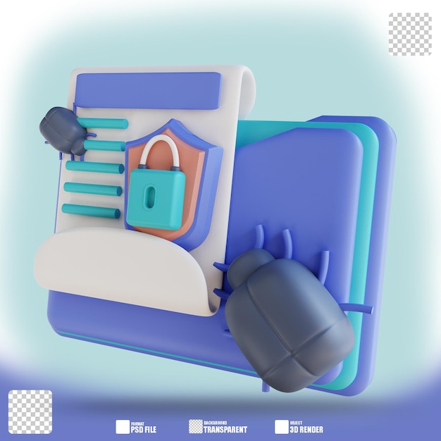 3d illustration virus folder document 3