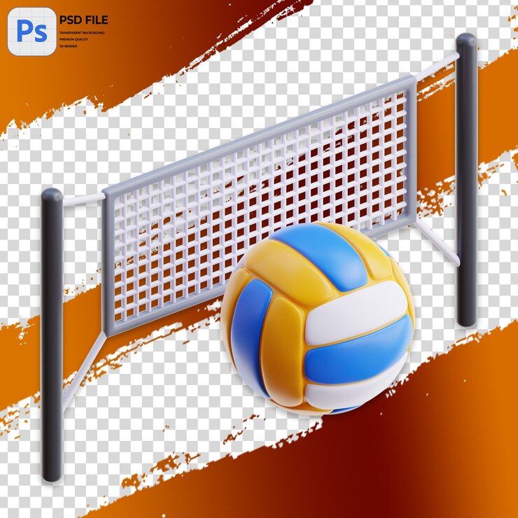 PSD 3d illustration of volleyball render of icon isolated png