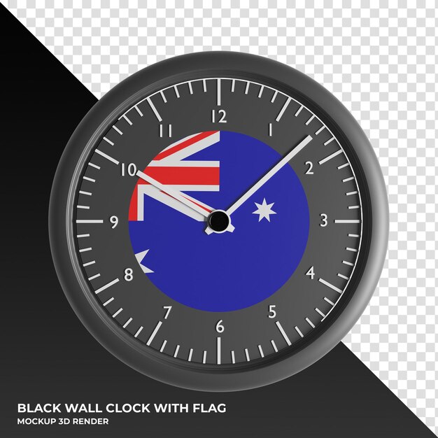 3d illustration of the wall clock with the flag of australia