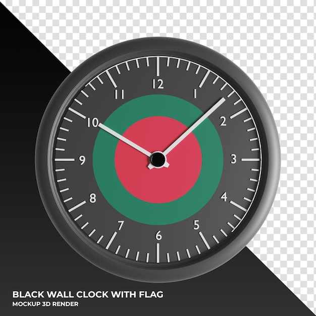 PSD 3d illustration of the wall clock with the flag of barbados