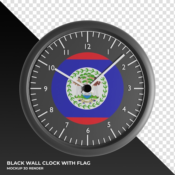 PSD 3d illustration of the wall clock with the flag of benin