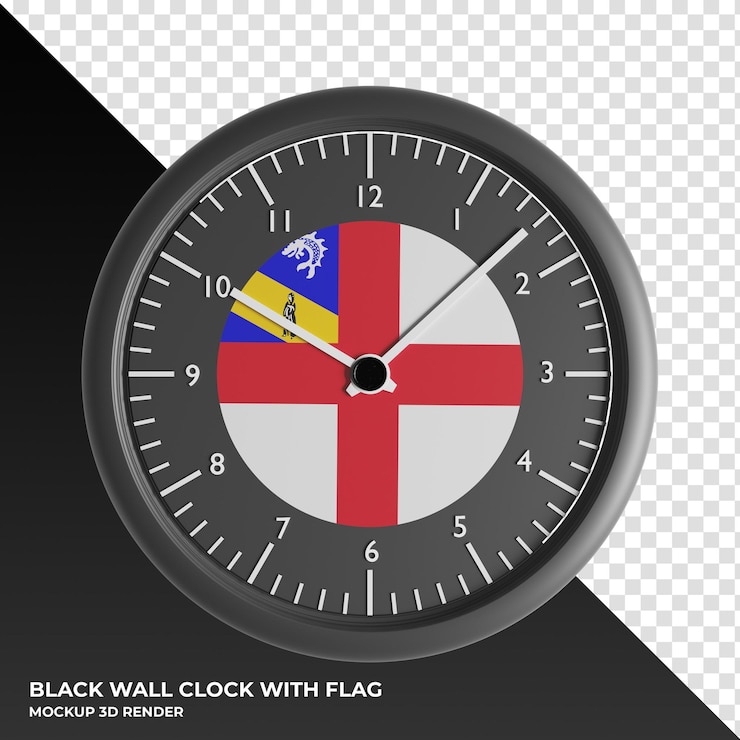 PSD 3d illustration of the wall clock with the flag of hong kong