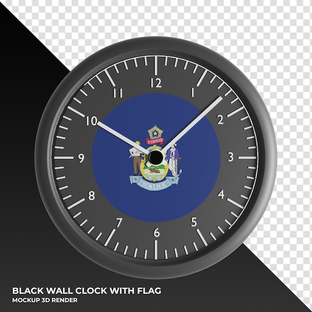 PSD 3d illustration of the wall clock with the flag of malaysia